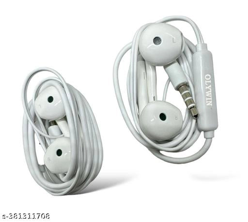 Wired Earphones (White, Pack of 2)