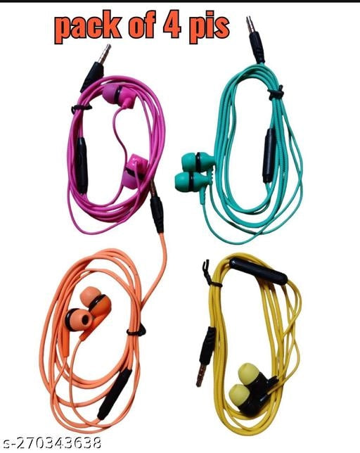 Wired Earphones (Multicolor, Pack of 4)