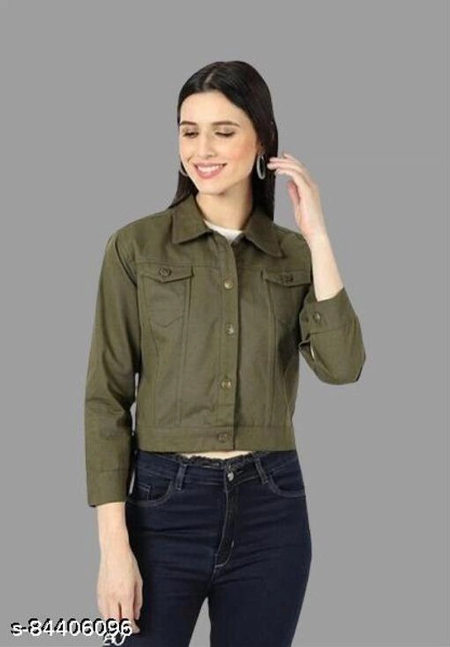 Denim Jacket for Women (Green, S)