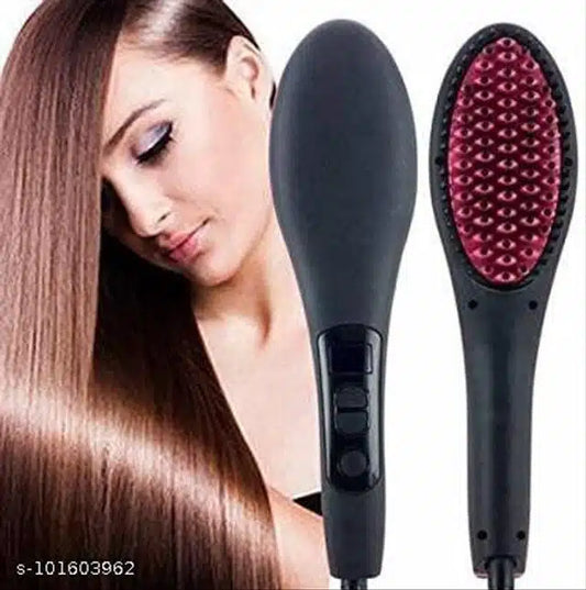 Plastic Electric Hair Straightener Brush (Black)