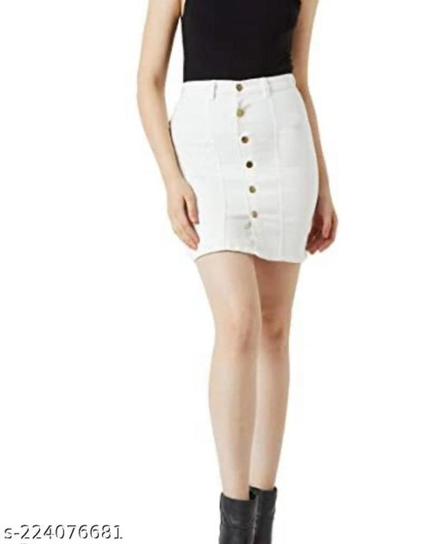 Denim Skirts for Women (White, 28)