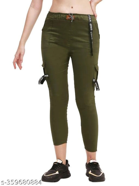 Lycra Trouser for Women (Green, 26)