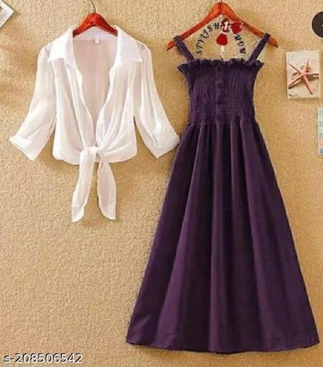 Acrylic Dress for Women (Purple & White, S)