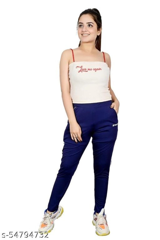 Polyester Trouser for Women (Blue, 28)