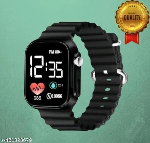 Rubber Smartwatch For Men & Women (Black)