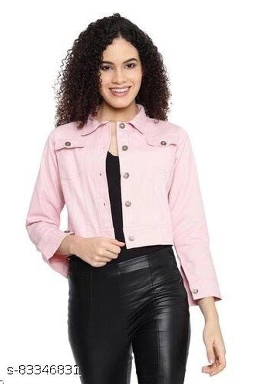 Denim Jacket for Women (Pink, S)