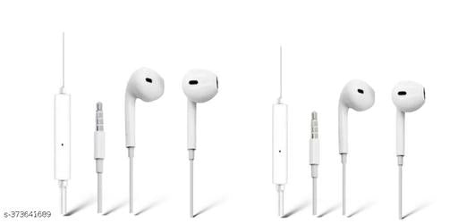 Wired Earphones (White, Pack of 2)