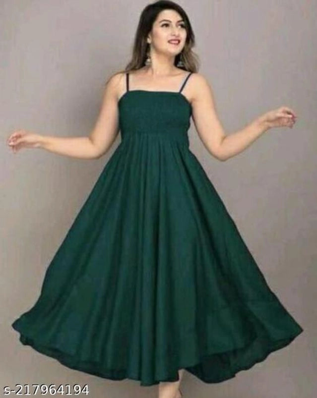 Poly Crepe Dress for Women (Green, S)