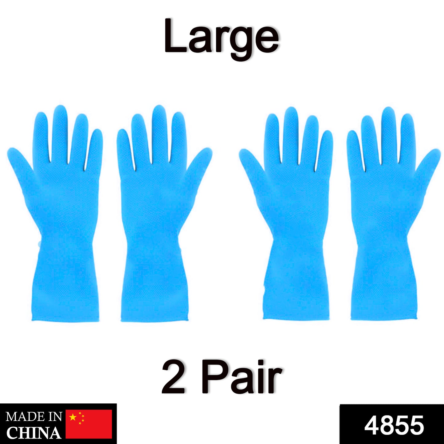 4855 2 Pair Large Blue Gloves For Different Types Of Purposes Like Washing Utensils Gardening And Cleaning Toilet Etc.