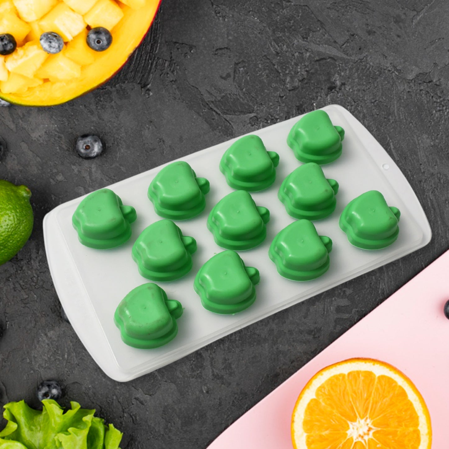 Silicone Mold Ice Cube Tray Creative Sweet Multi Type Ice Tray Buckets Ice Cube Trays Multi Fruit Shape Ice Tray (1 Pc)