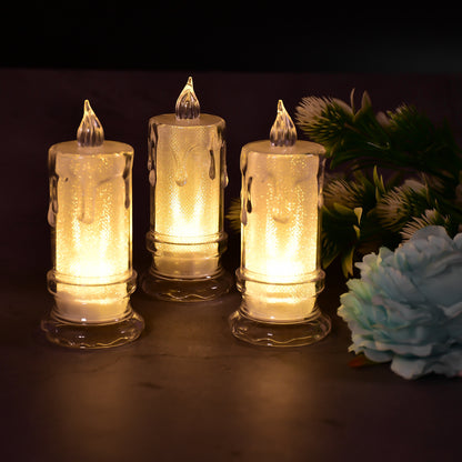 6559 Big Size Flameless Melted Design Candles For Decoration (Set Of 12pc)