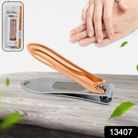 Stainless Steel Folding Portable Large Nail Clippers With Nail File (1 Pc)