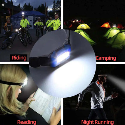 9377 Head Lamp Flashlight Waterproof Portable Lantern Headband Light Torch Lamp For Outdoor Camping Hiking Backpack Cycling Running Hunting 10w Cob(1 Pc)