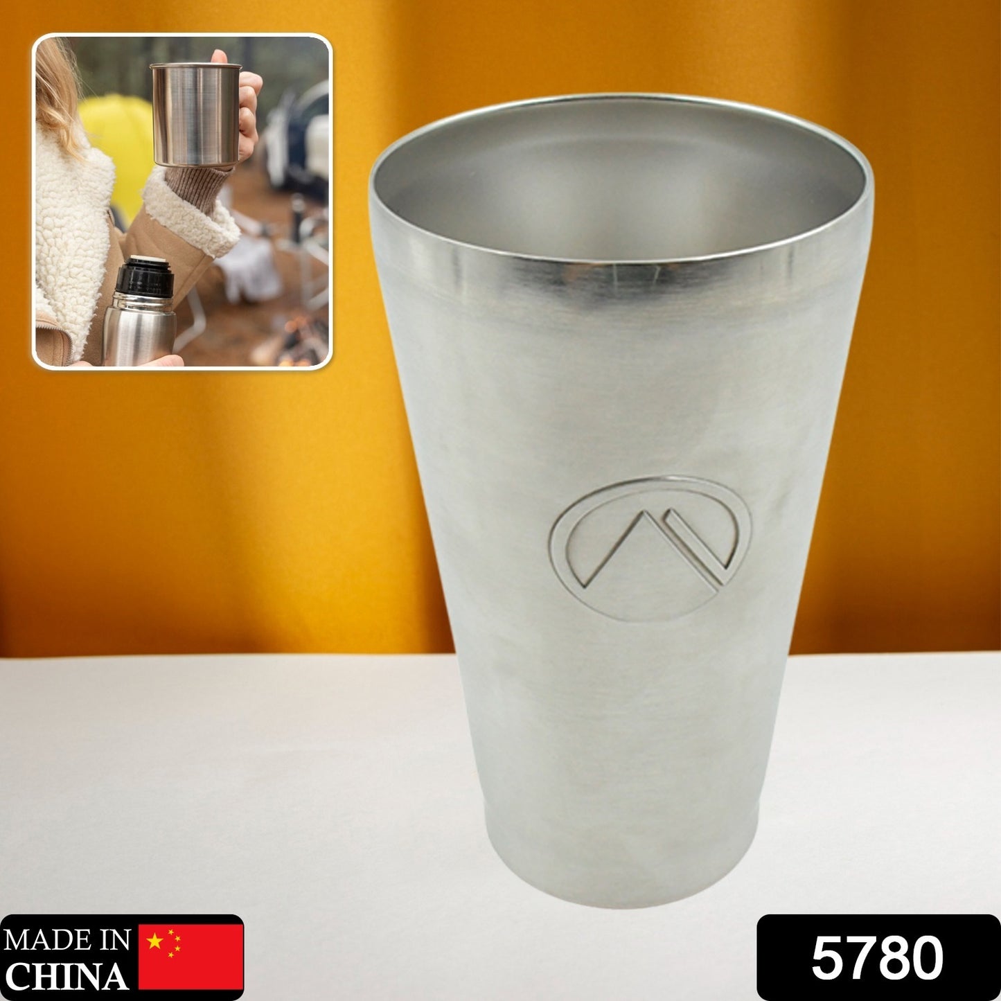 5780 Stainless Steel Vacuum Insulated Travel Mug Glass Reusable Water Glassserving Unbreakable Drinking Glasses Plain Design For Everyday Use Drinks Water Tea Mug Outdoor Home Office (1 Pc)