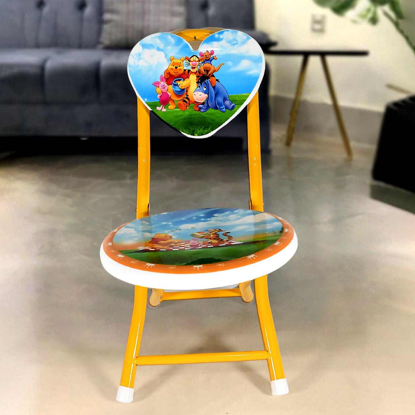 17761 Heart Shape Kids Chair Cartoon Printed Foldable Kids  Children Folding Chair For Playrooms Schools Daycares And Home. Metal And Fibre Body Picnic Beach Camping Chair (1 Pc)