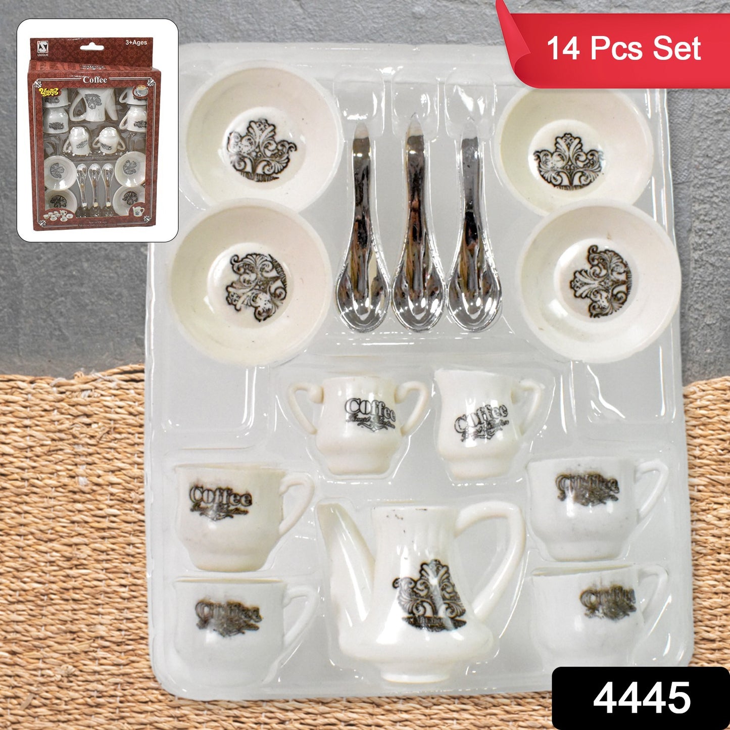 4445 Tickles Tea Toy Set  Coffee Kitchen Plastic Set Toy For Kids Boys  Girls (14 Pcs)