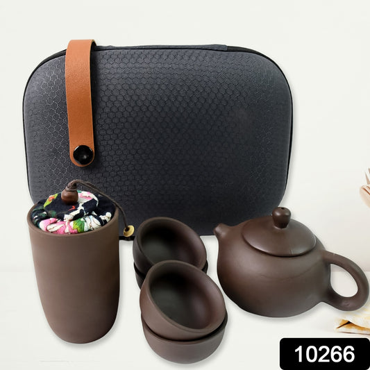 Portable Kung Fu Tea Set With A Portable Travel Bag (Set Of 6pcs)