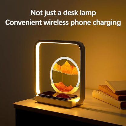 13477 3d Wireless Charging Led Light Usb Quicksand Painting Lamp For Bedroom