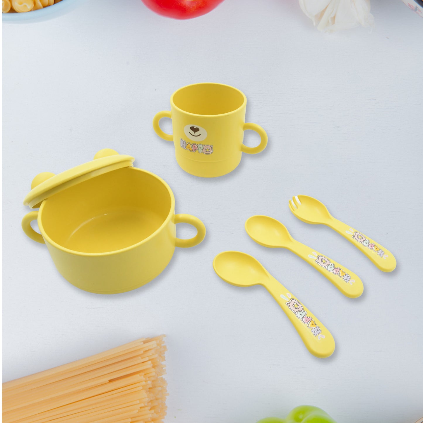 Baby Feeding Set For Kids And Toddlerschildren Children Dinnerware Set - Bamboo Fibre Feeding Set For Kids Cartoon Design Plate Cup Spoon Fork And Chopsticks Tableware Cutlery For Kids Microwave  Dishwasher Safe (7 Pcs Set)