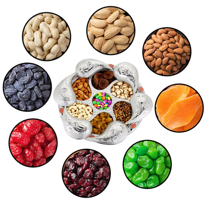 2075 Multipurpose 7 Compartment Dry Fruit Serving Rotating Tray  Candy Chocolate Snacks Storage Box Masala Box