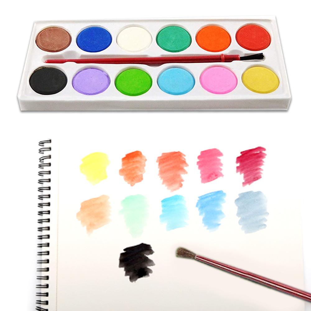 1123 Painting Water Color Kit - 12 Shades And Paint Brush (13 Pcs)