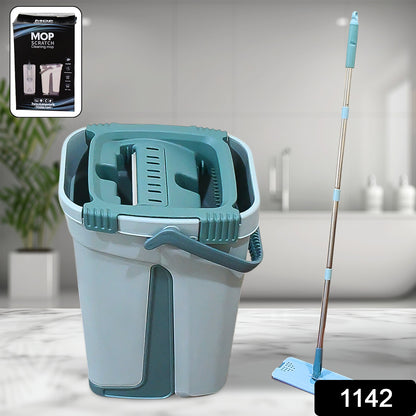 1142 Scratch Cleaning Mop With 2 In 1 Self Clean Wash Dry Hands Free Flat Mop