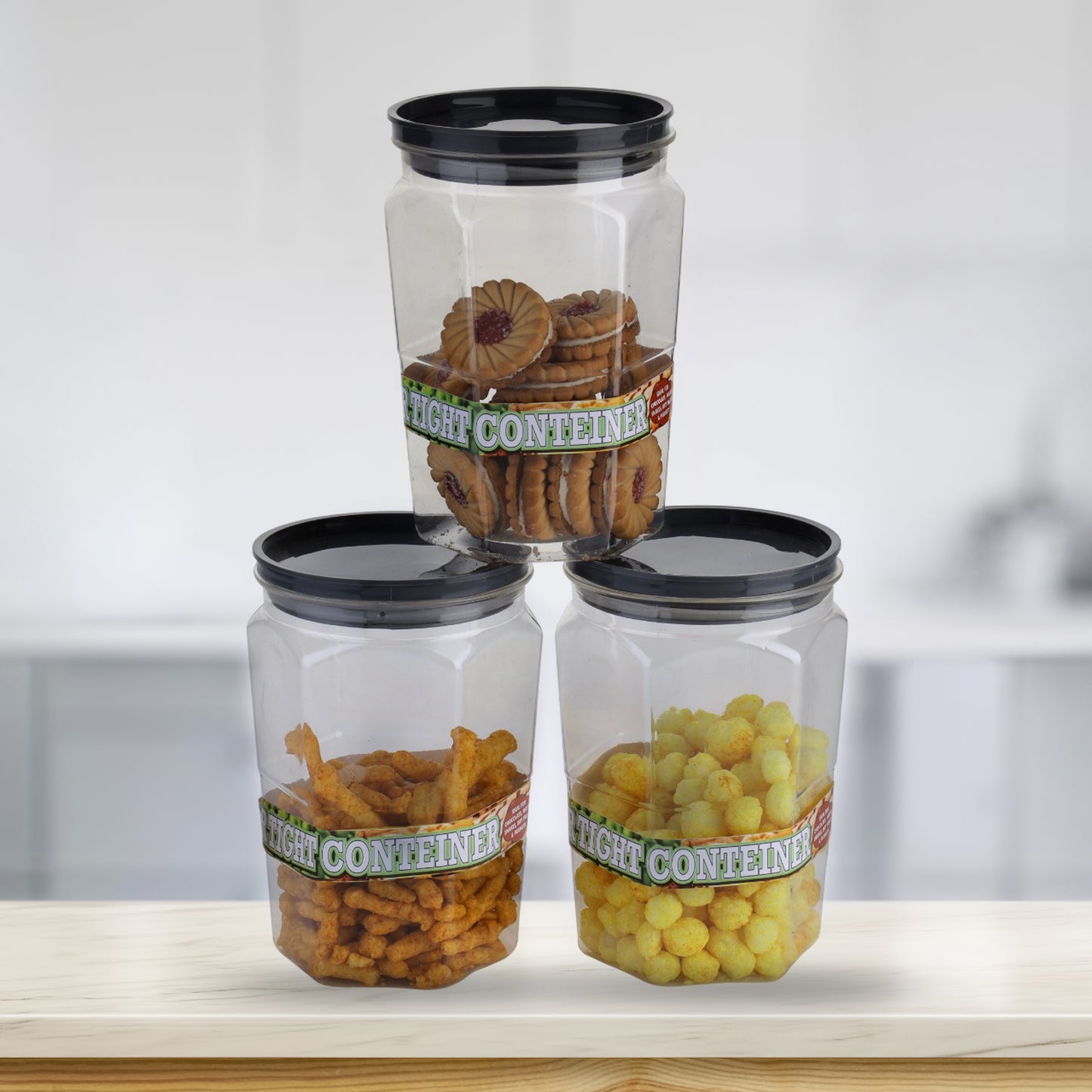 2299 Air Tight Kitchen Storage Container For Rice  Dal  Atta Bpa-free Flour  Cereals  Snacks  Stackable  Modular Round. (Approx - 1100ml Set Of 6pcs)