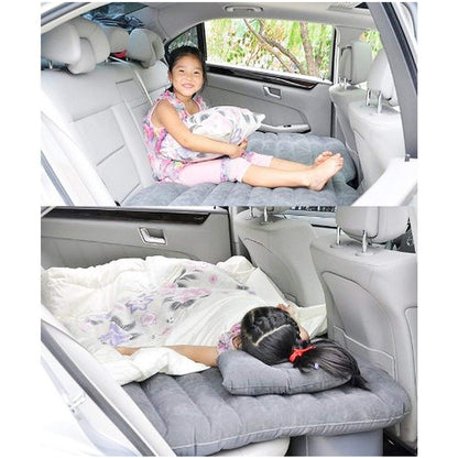 8043 Car Inflatable Bed With 2 Pillows   Air Pump (Portable) For Travel Camping Vacation  Polyester Inflatable Travel Car Bed Air Sofa With Two Inflatable Pillow And Air Pump For Car Back Seat Air Pump Random Colour