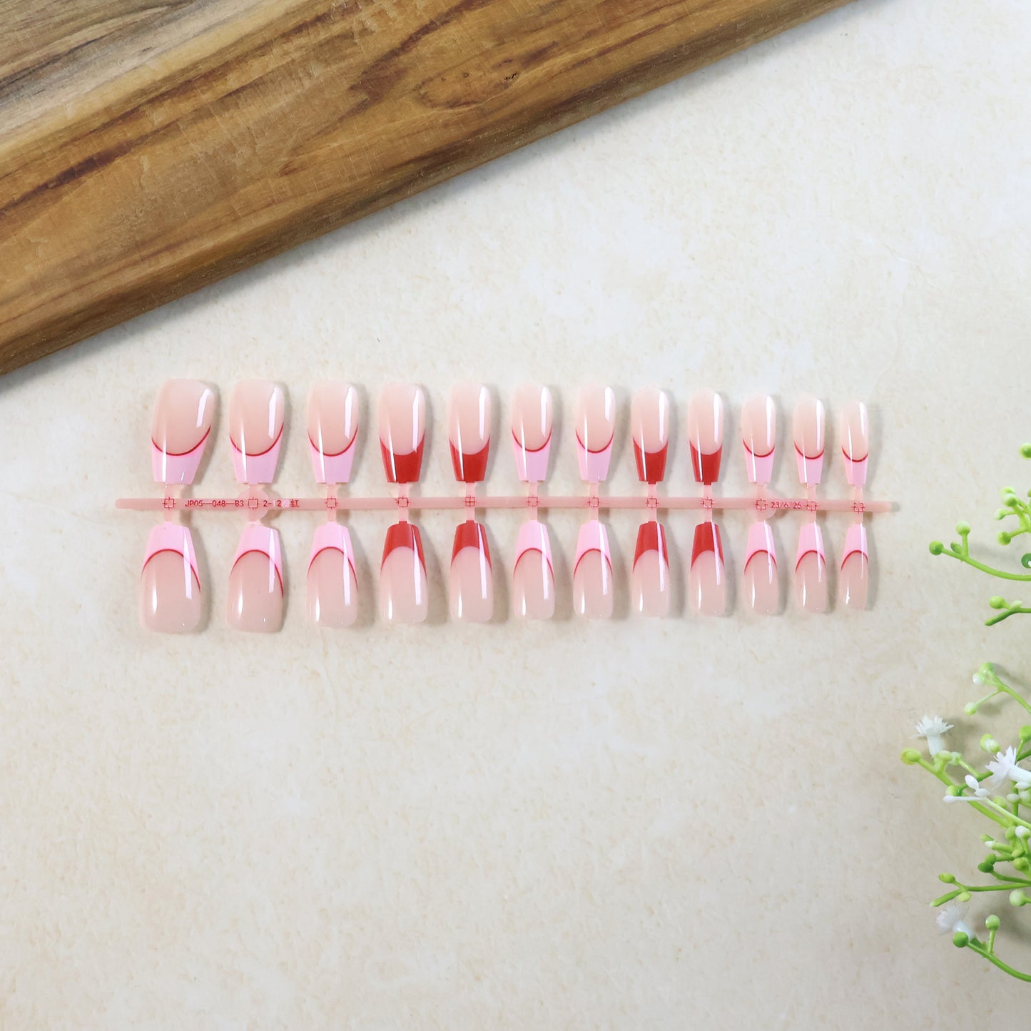 Elegant Nude Glossy Artificial Nail Tips Fake Nails (24 Pc Set)