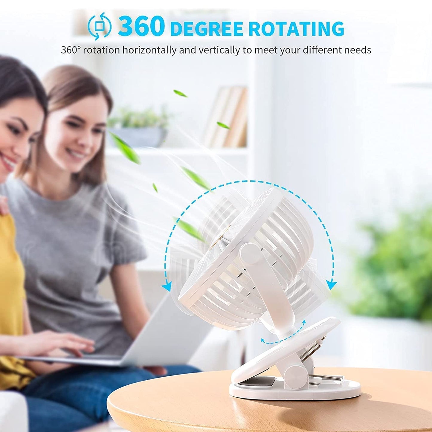 17930 Portable Clip-on Fan Battery Operated With Light  Spray Small Yet Powerful Usb Table Fan 3-speed Quiet Rechargeable Mini Desk Fan 360 Rotation Personal Cooling Fan For Home Office Camping