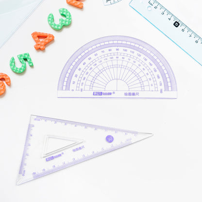 7924 4pcs Ruler Suit Stationery Set For School Student Office Draft Rulers For School Office Supplies And Supplies-high School