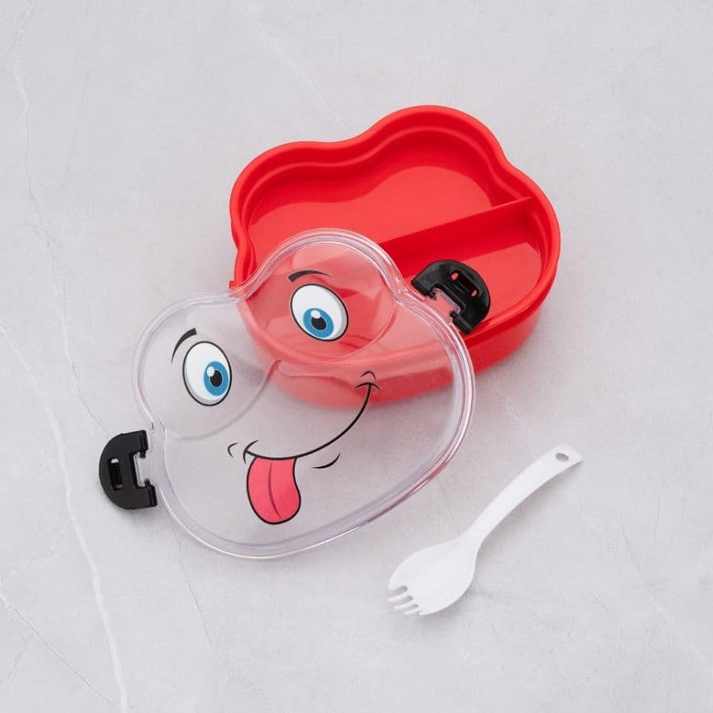 Double Layer Froggy Shape Lunch Box With Spoon (1 Pc  Mix Color)