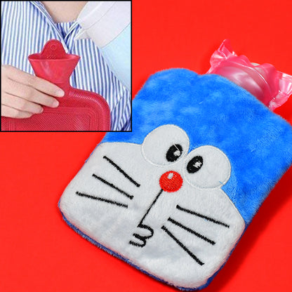 6504 Doremon Small Hot Water Bag With Cover For Pain Relief Neck Shoulder Pain And Hand Feet Warmer Menstrual Cramps.