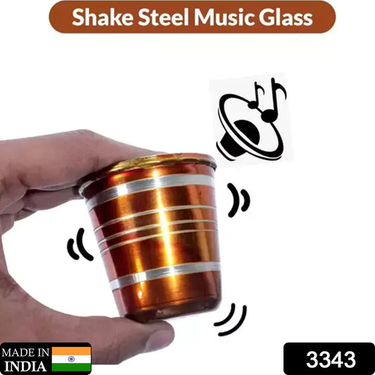 3343 Stainless Steel Glass With Bell Sound For Kids Boys And Girls Glass Set Waterjuice Glass Stainless Steel Baby Musical Toy Glass