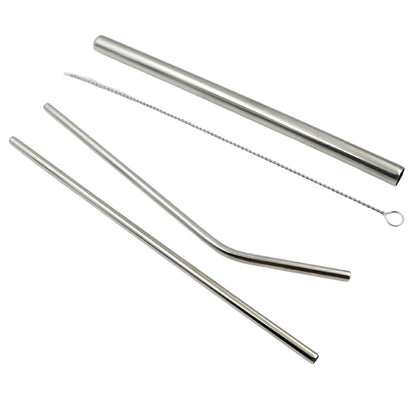 0600 Reusable Stainless Steel Straws With Travel Case Cleaning Brush Eco Friendly Extra Long Metal Straws Drinking Set Of 4 (2 Straight Straws 1 Bent Straws 1 Brush)