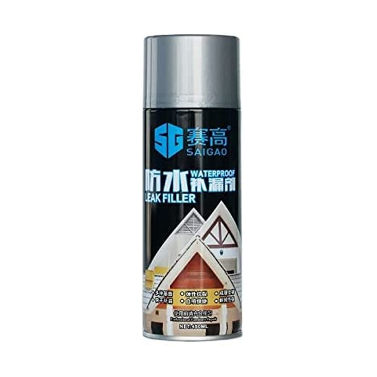 1332 Waterproof Leak Filler Spray Rubber Flexx Repair  Sealant - Point To Seal Cracks Holes Leaks Corrosion More For Indoor Or Outdoor Use Black Paint (450 Ml)