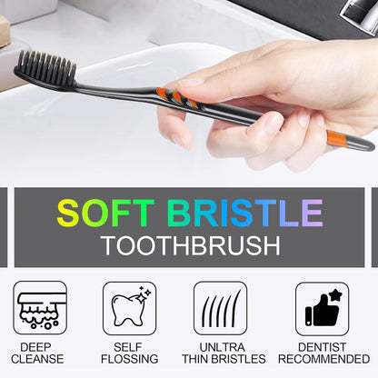 Plastic Toothbrush With Plastic Round Box For Men And Women Kids Adults Plastic Toothbrush (10 Pcs Set)