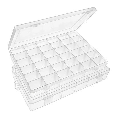 7673a 36 Grids Clear Plastic Organizer Jewelry Storage Box With Adjustable Dividers Transparent Organizer Box (1pc)