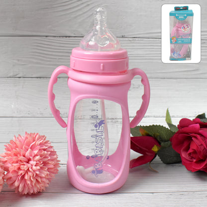 Baby Feeding Bottle With Handles  Straw (Mix Design Size  Color  1 Pc)