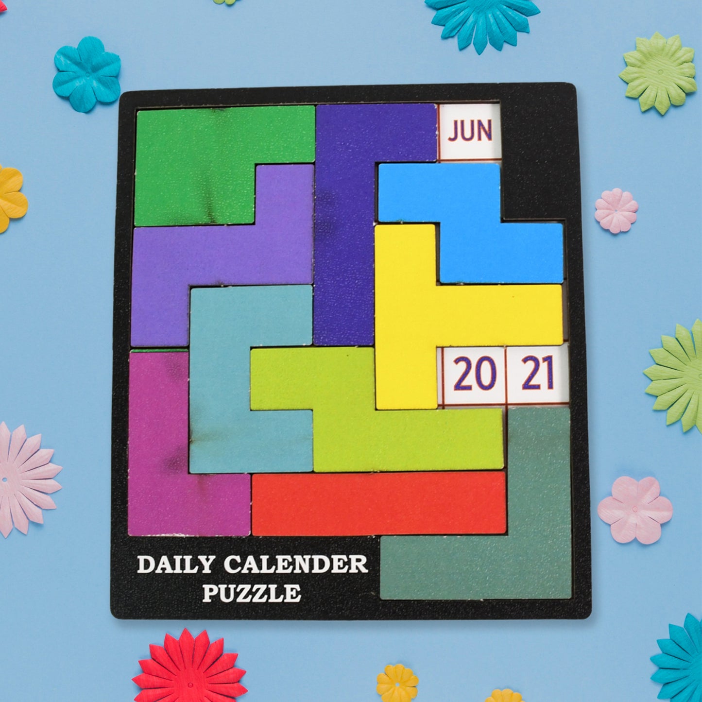 Wooden Daily Calendar Puzzle (Multicolor  1 Set)