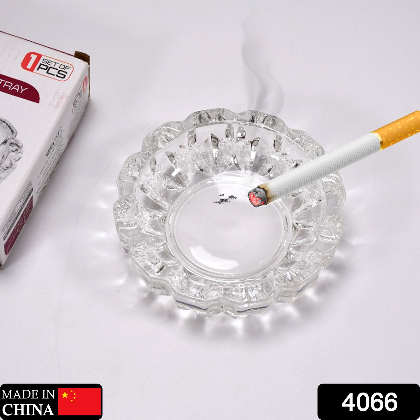 4066 Paricutin Glass Crystal Quality Cigar Cigarette Ashtray Round Tabletop For Home Office Indoor Outdoor Home Decor