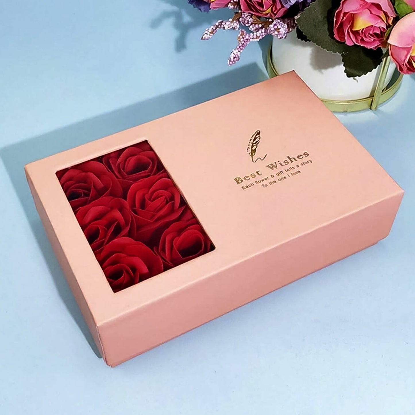 Jewellery Gift Box With Lids  Roses Packaging Box With 6 Roses (1 Set)