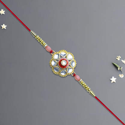 Mirror Work Floral Rakhi