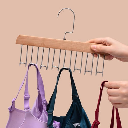 Space Saving 8 Hooks Wooden Hangers (Hanging Hook Included  1 Pc)