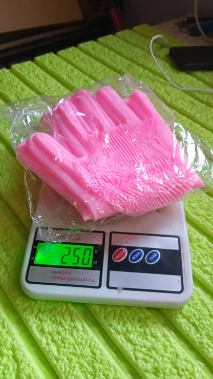 17723 Dishwashing Gloves With Scrubber Silicone Cleaning Reusable Scrub Gloves For Wash Dish Kitchen Bathroom Pet Grooming Wet And Dry Glove (1 Pair 250 Gm)