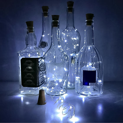 Wine Bottle Cork String Light  Multi Led  2m Cable Length Copper Wire Battery Operated (White  1 Pc)