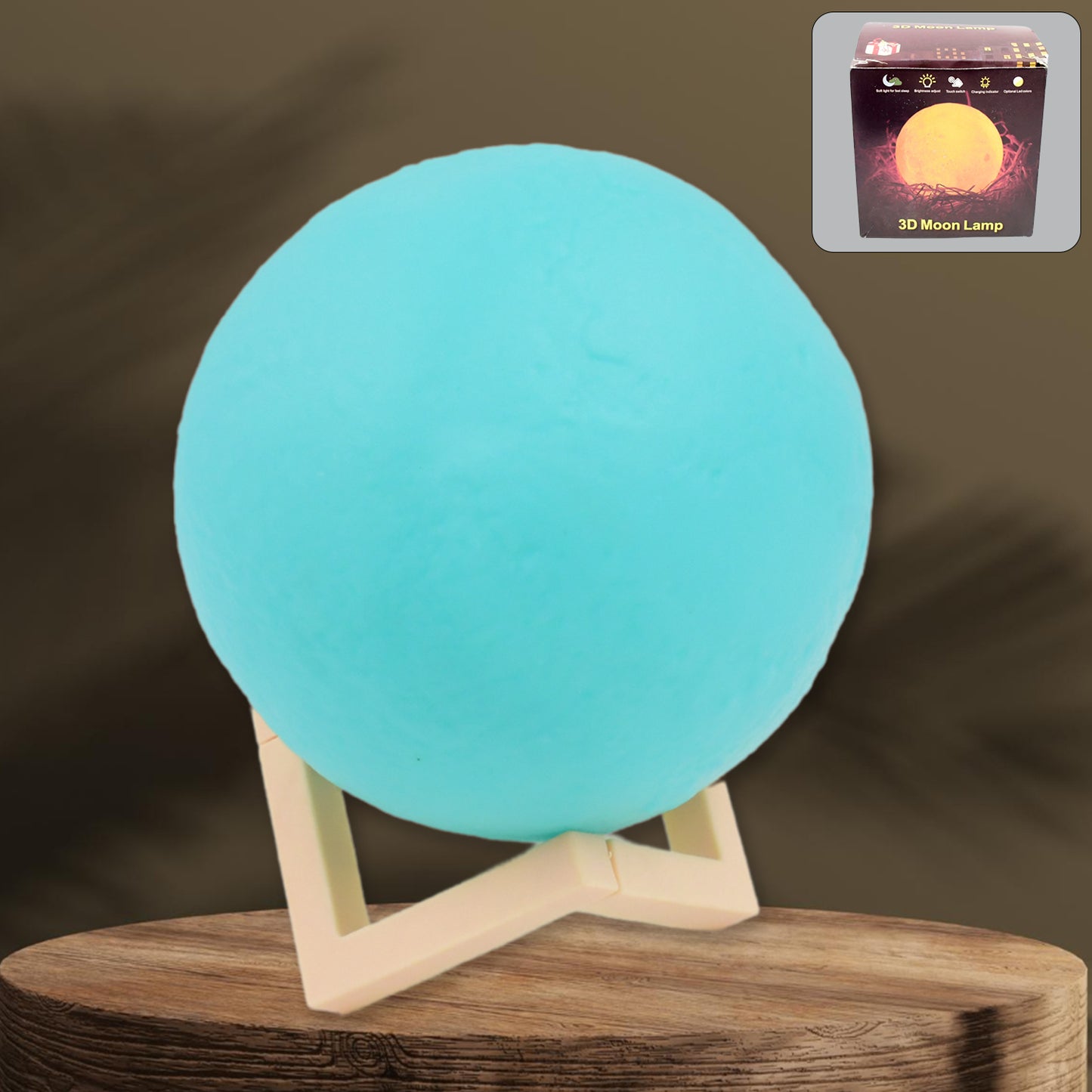 Moon Night Lamp Blue Color With Plastic Stand (15 X12 Cm  1 Pc)