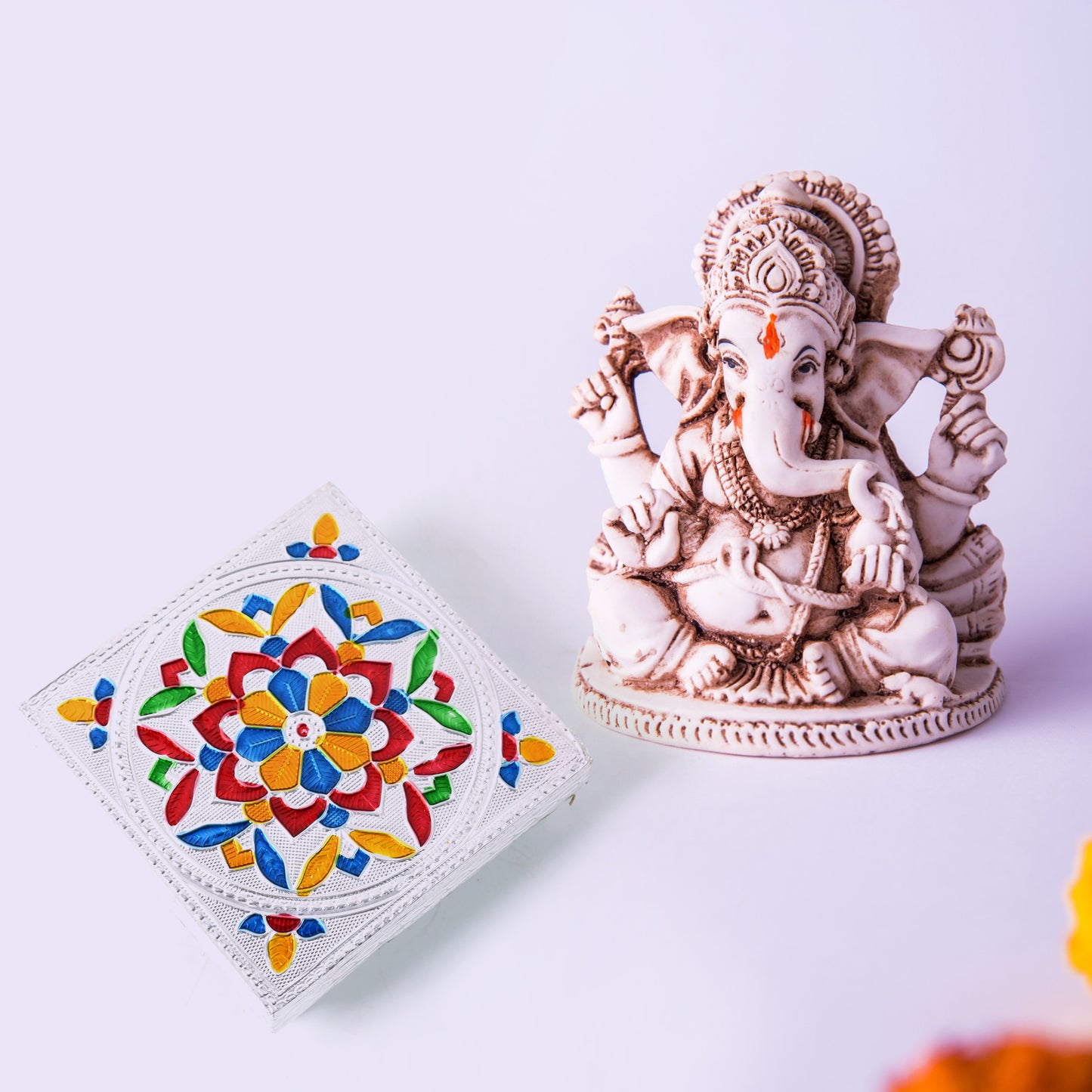 Handicraft Meenakari Wooden Chowki Puja Bajot For Home  Office Decor For Puja Multicolour (1 Pc Set)