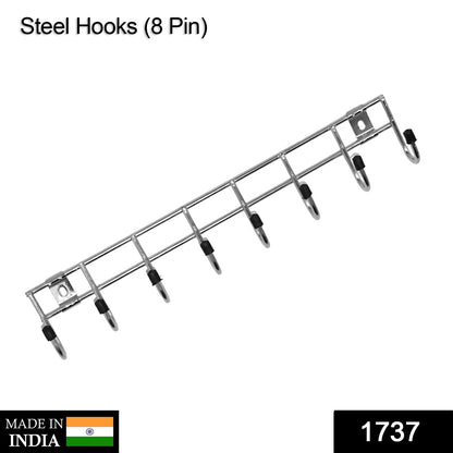 1737 Multipurpose Stainless Steel Hanger Strip Hooks (8 Pin)