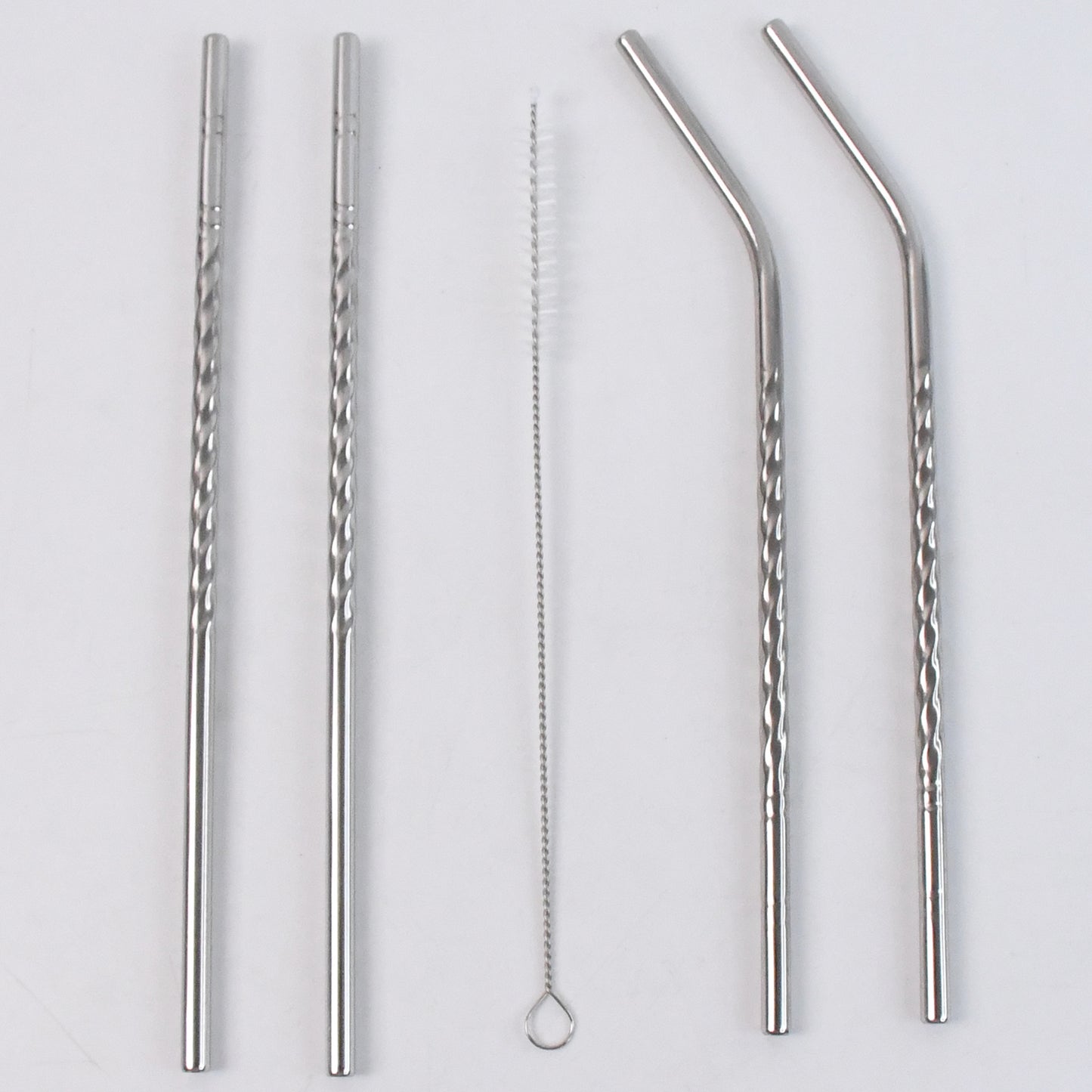 Reusable Stainless Steel Straws Set Of 5 (2 Straight Straws 2 Bent Straws 1 Brush)